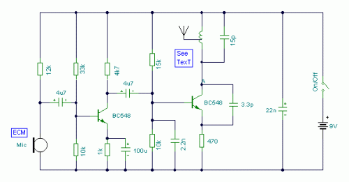 FM Transmitter Bug-Circuit diagram