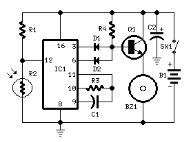 Fridge door Alarm-Circuit diagram