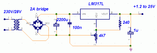 LM317 VARIABLE POWER SUPPLY-Circuit diagram