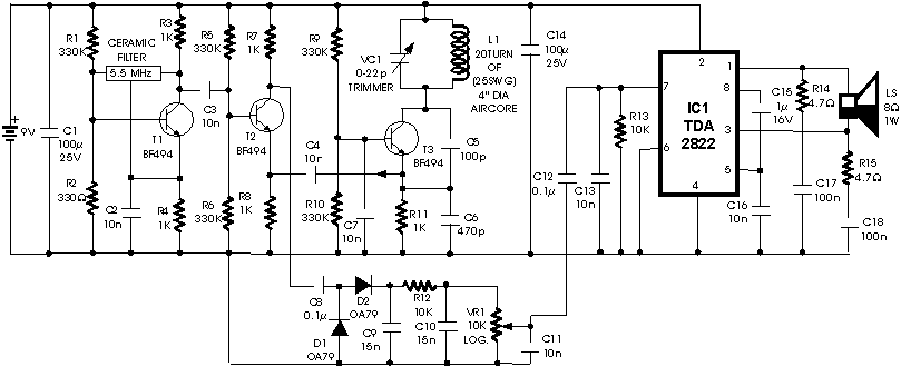 How to build Metal Detector - circuit diagram