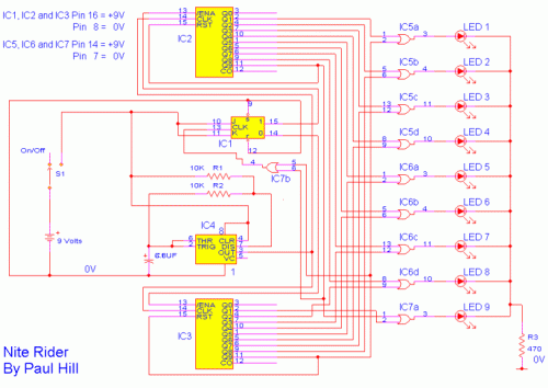 How to build Nite Rider Lights - circuit diagram