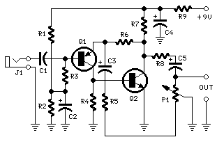 Portable Microphone Preamplifier-Circuit diagram