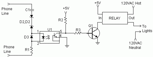 Ringing Phone Light Flasher-Circuit diagram