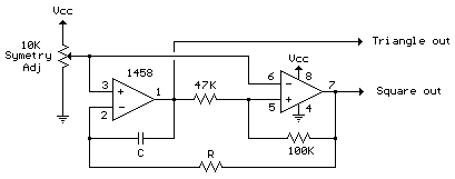 Triangle / Squarewave Generator-Circuit diagram