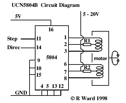 Unipolar Stepper Motor Controller-Circuit diagram