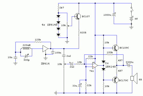 ZN414 Portable AM Receiver-Circuit diagram