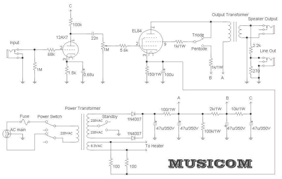 Guitar Tube Amplifier Schematic