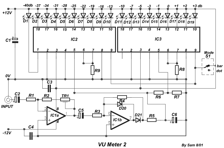 How to build VU Meter 2 - circuit diagram