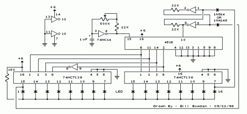 16 Stage Bi-Directional LED Sequencer-Circuit diagram