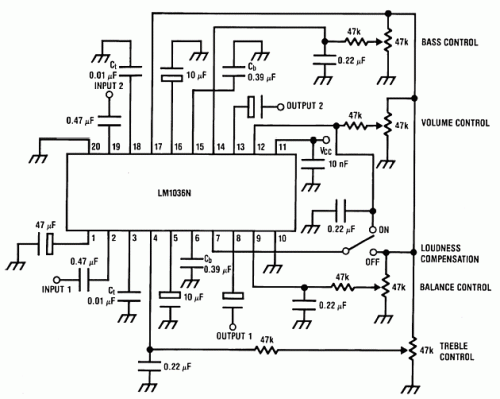 Bass-treble tone control circuit-Circuit diagram