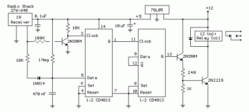 IR Receiver Toggle Switch-Circuit diagram