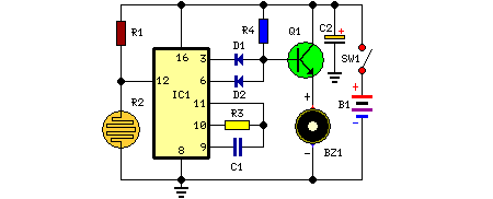 Fridge Door Alarm Circuit-Circuit diagram