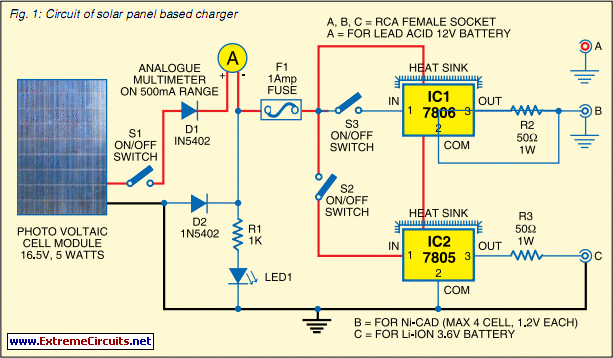 Solar Battery Charger Circuit Diagram