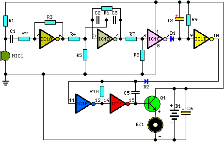 Whistle Responder Schematic - Circuit Diagram-Circuit operation