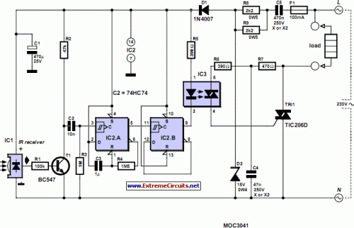 On-off Infrared Remote Control-Circuit diagram
