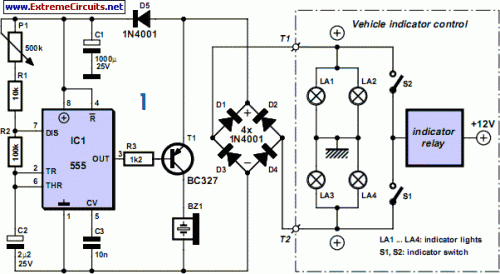 Audible Flasher Warning-Circuit diagram