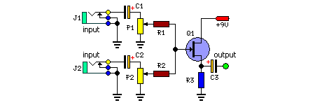 Stereo to Mono Converter Based on FET-Circuit Diagram
