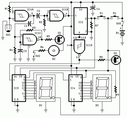 Digital Step-Km Counter-Circuit diagram