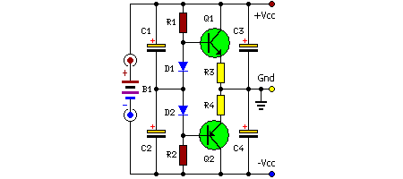 Discrete Virtual Ground Circuit-Circuit diagram