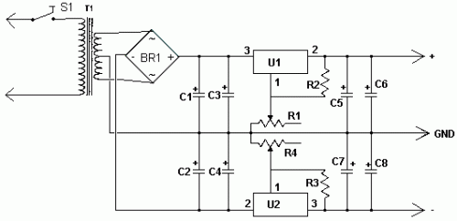 Dual Polarity Power Supply-Circuit diagram