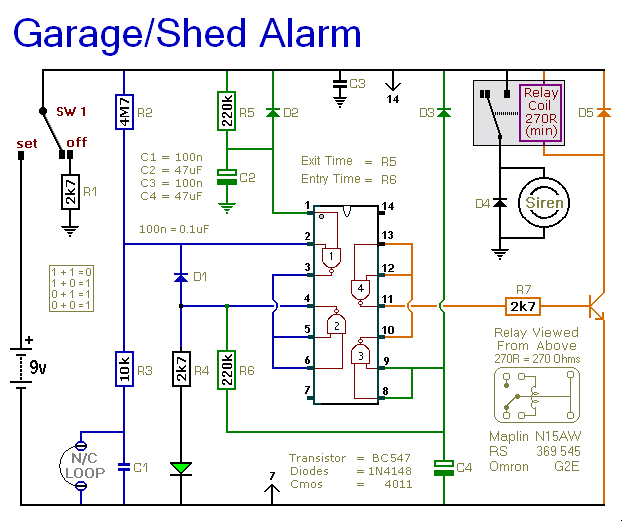 How to build A Shed / Garage Alarm - circuit diagram ladder logic diagram traffic light 