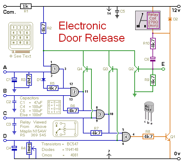 How to build Electronic Door Release - circuit diagram toyota 5e wiring diagram 