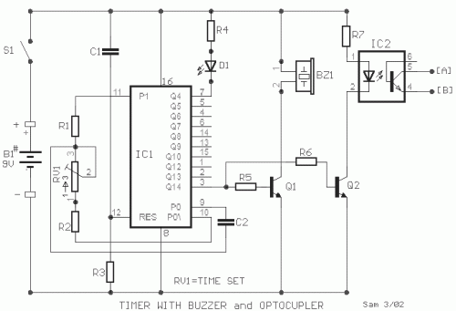 How to build Timer with buzzer and optocoupler - circuit ... single pole duplex switch wiring diagram 