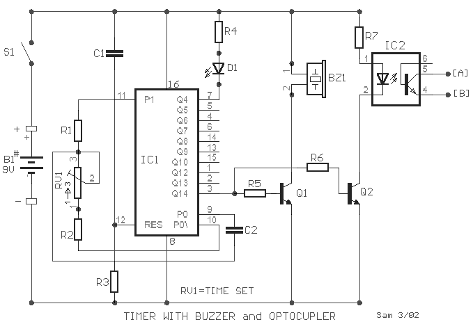 How to build Timer with buzzer and optocoupler - circuit ... cat 5 wire schematic 